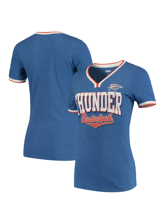 Women's 5th & Ocean by New Era Blue Oklahoma City Thunder Basketball V-Neck T-Shirt