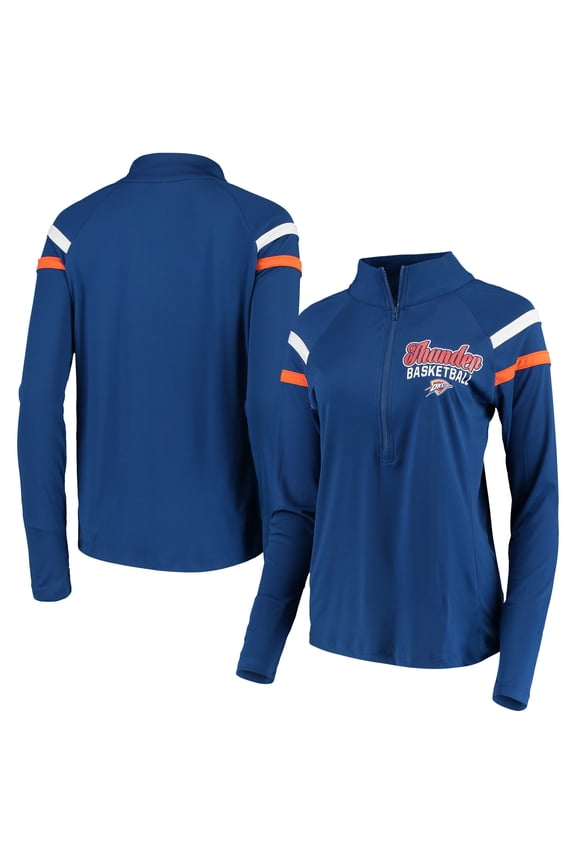 Women's 5th & Ocean by New Era Blue Oklahoma City Thunder Pullover Half-Zip Thumb Holes Jacket