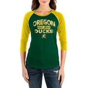Women's 5th & Ocean by New Era Green Oregon Ducks 3/4-Sleeve Scoop Raglan T-Shirt