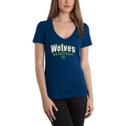 Women's 5th & Ocean by New Era Navy Minnesota Timberwolves NBA V-Neck T-Shirt