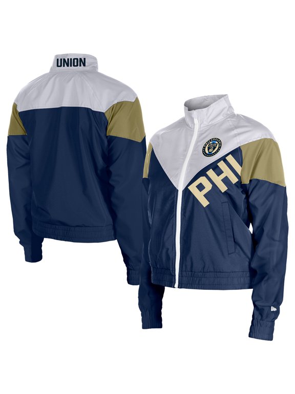 Women's-5th & Ocean by New Era Navy Philadelphia Union Leisure Cropped Full-Zip Windbreaker Jacket