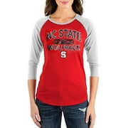 Women's 5th & Ocean by New Era Red NC State Wolfpack 3/4-Sleeve Scoop Raglan T-Shirt