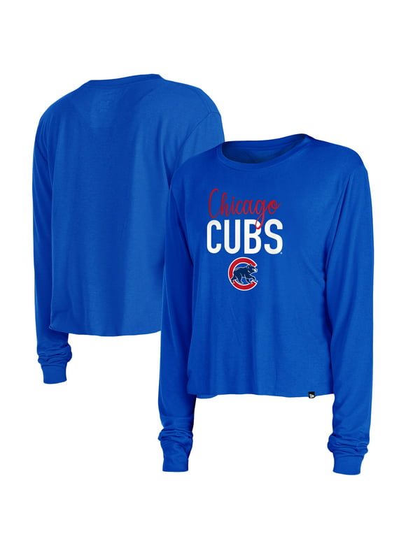 Women's 5th & Ocean by New Era Royal Chicago Cubs Cropped Long Sleeve T-Shirt