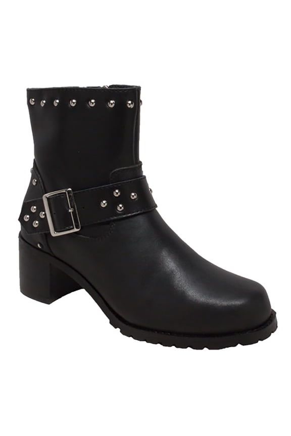 Women's 6" Heeled Buckle Biker Boot Black