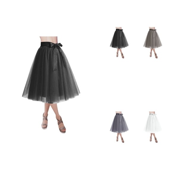 Women's 6-Layered Tulle Skirt, Knee Length Tutu Petticoat for Wedding Party Homecoming Prom, Dressy Occasions Midi Skirt