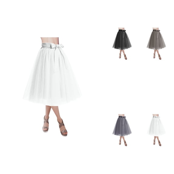 Women's 6-Layered Tulle Skirt, Knee Length Tutu Petticoat for Wedding Party Homecoming Prom, Dressy Occasions Midi Skirt