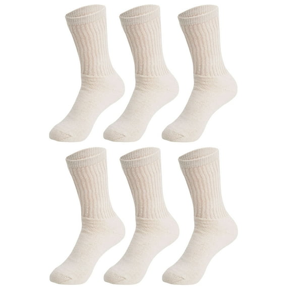 Women's 6-Pack Cotton Crew Socks - Breathable Everyday Wear (Fits US 5-10)