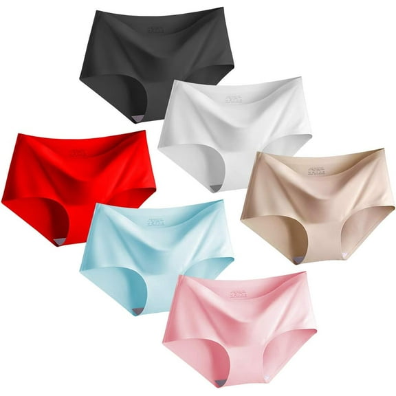 Women’s 6 Pack Multipack Seamless Basic Invisible Underwear Bikini Hipster Briefs Panties Medium