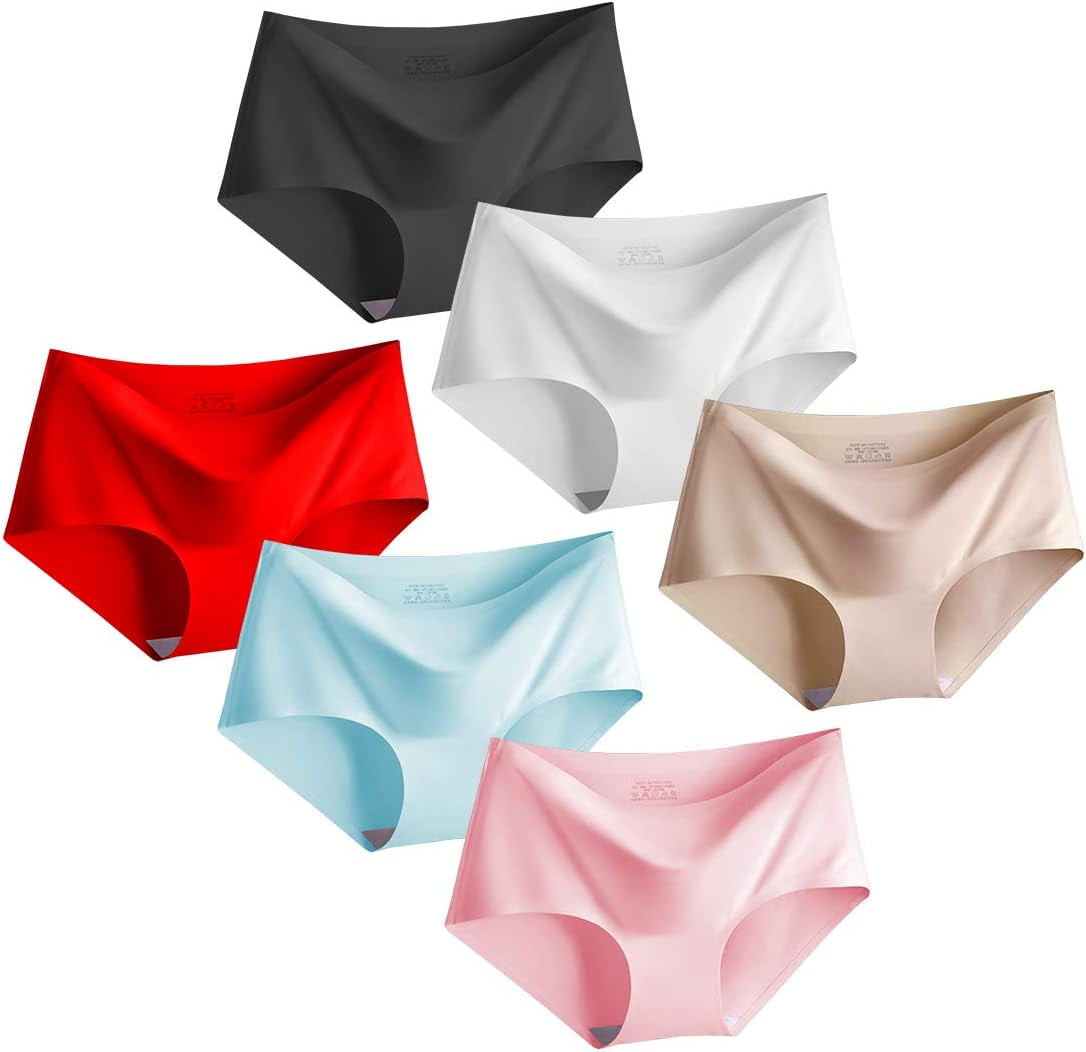 Women’s 6 Pack Multipack Seamless Basic Invisible Underwear Bikini ...
