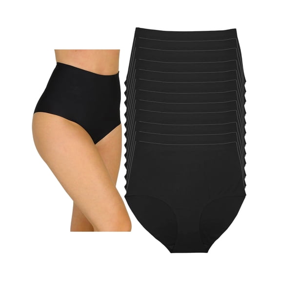 Women’s 6-Pack Seamless High-Waist Panties – Black, Plus Sizes 3XL-5XL