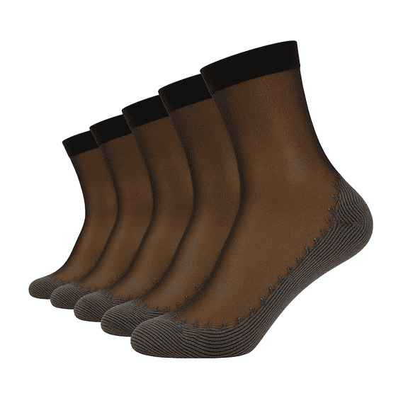 Women’s 6-Pack Sheer Ankle Socks with Cotton Sole, Non-Slip Grips, Reinforced Toe-  Black