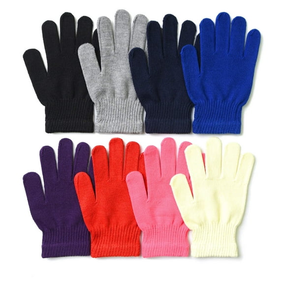 Women's 6-Pack Winter Polyester Magic Gloves, Assorted Solid Multi-Color, One Size