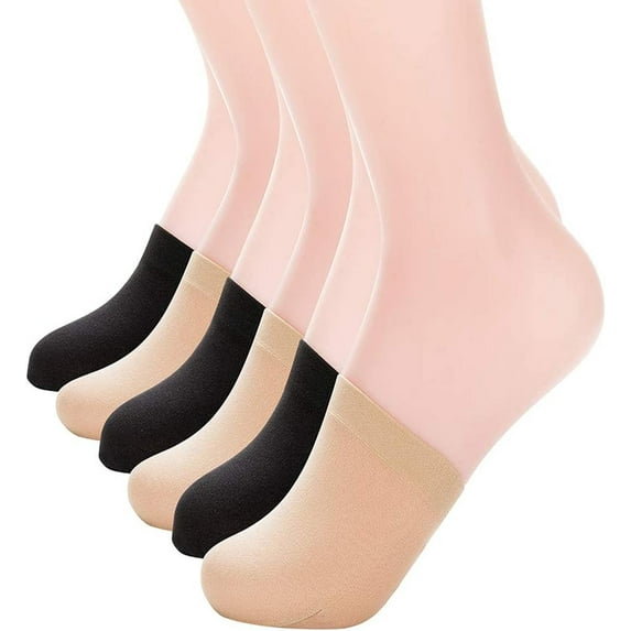 Women's 6 Pairs Non-Skid Toe Topper No Show Liner Socks