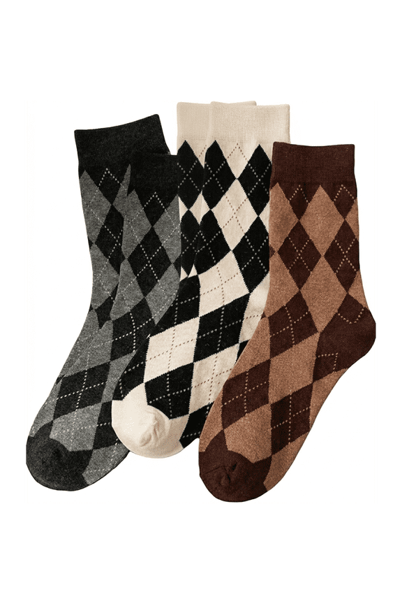 Women's 6 Pairs Pack Fun Plaid Pattern Funny Crew Socks