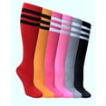 thumbnail image 1 of Women's 6 Pairs Truly Beautiful Comfortable Durable Soft Cable-Knit Knee High Socks Triple Stripes LSR459-6P One SizeAssorted, 1 of 1