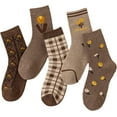 thumbnail image 1 of Women's 6 pairs Floral Plaid Print Crew Socks, 1 of 7