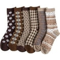 thumbnail image 1 of Women's 6 pairs Floral Plaid Print Crew Socks, 1 of 5