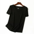 thumbnail image 1 of Women's 60S Lenzing Modal V-neck Short-Sleeved Fashion Stretch Bottoming T-Shirt, 1 of 1