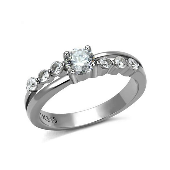 Women's .64 Ct Round Cut Cubic Zirconia, Stainless Steel Engagement Ring Size 10