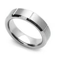 thumbnail image 1 of Women's 6MM Comfort Fit Tungsten Carbide Wedding Band Vertical Grooved Beveled Edges Ring (5 to 12), 5, 1 of 3