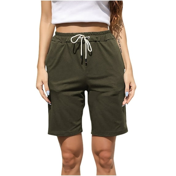 Women's 7"/ 10" Bermuda Shorts Long Comfy Cotton Sweat Shorts Summer Knee Length Lounge Shorts with Pockets