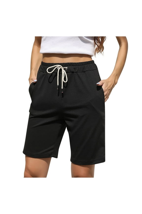Women's 7"/ 10" Bermuda Shorts Long Comfy Cotton Sweat Shorts Summer Knee Length Lounge Shorts with Pockets