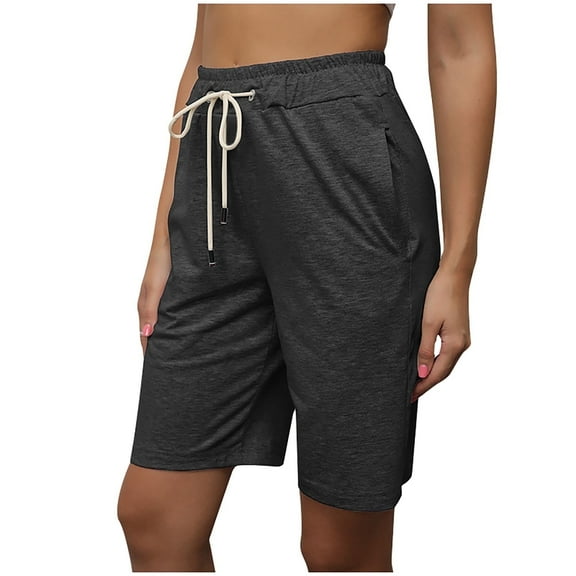 Women's 7"/ 10" Bermuda Shorts Long Comfy Cotton Sweat Shorts Summer Knee Length Lounge Shorts with Pockets