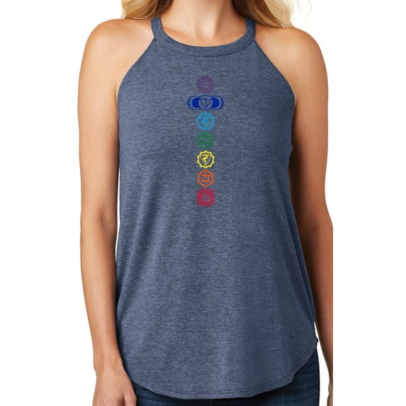 Women's 7 Colored Chakras Yoga Tank Top, 4XL Navy Blue