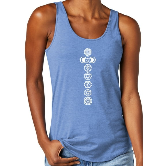 Women's 7 White Chakras Moisture-Wicking Relaxed Yoga Tank Top, 2XL Maritime Frost