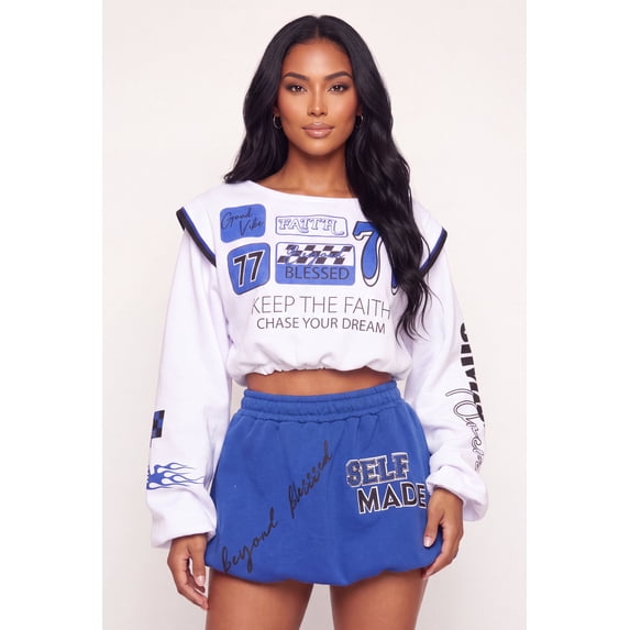 Women's 77 Graphic Cropped Sweatshirt