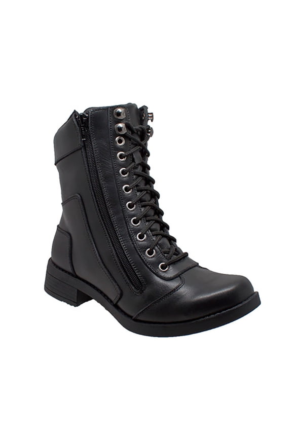 Women's 8" Zipper Biker Boot Black