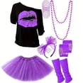 thumbnail image 1 of Women's 80's with Accessories Set Tutu Skirt Earrings Necklace Bracelets Fishnet Gloves Legwarmers Headband All, 1 of 2