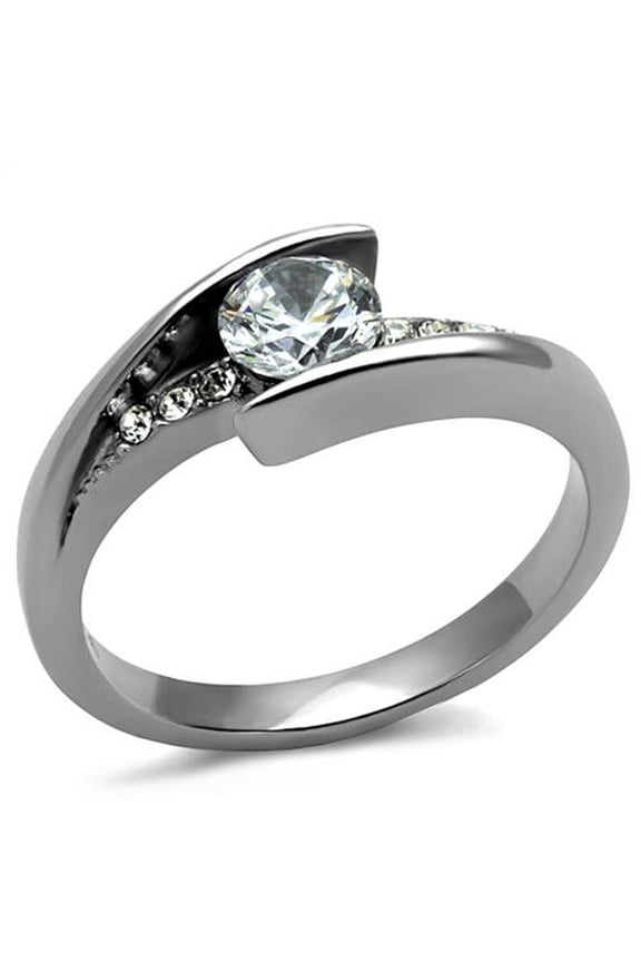 Women's .87 Ct Round Cut Cubic Zirconia, Stainless Steel Engagement Ring Size 9