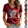 thumbnail image 1 of Women's 9/11 Never Forget Memorial V-Neck Short Sleeve T-Shirt American Flag Patriotic Remembrance Top Black XL, 1 of 4