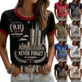 thumbnail image 1 of Women's 9/11 Shirt 25th Anniversary Crew Neck Tshirt American Flag Short Sleeve Patriotic Memorial Tee Tops, 1 of 4
