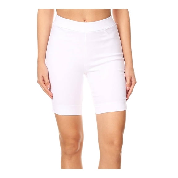 Women's 9" Inseam Side Slit Bermuda Shorts Jean Style Pull-On Comfort Waist Cotton Blended Stretch Short Size S-3XL