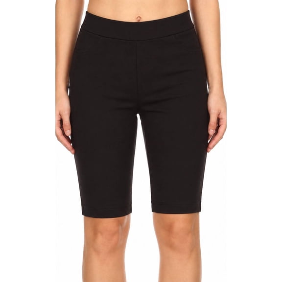 Women's Bermuda Shorts Jean Style Pull On Cotton Blended Stretchy Knee Length Short Side Slit Plus Size Available
