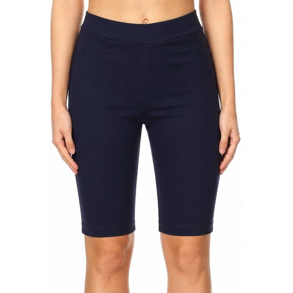 Women's 10 "  Inseam Bermuda Shorts Jean Style Pull On Cotton Blended Stretch Casual Short With Slit