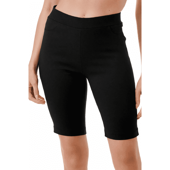 Women's 9" Bermuda Shorts Jean Style Pull On Cotton Blended Stretch Casual Short With Slit