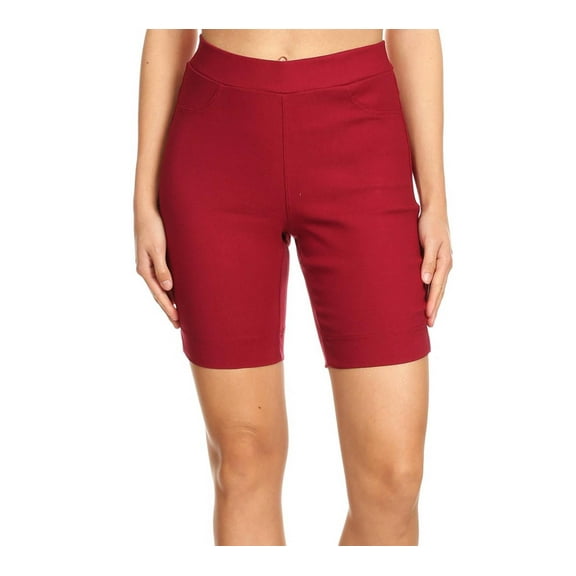 Women's 9" Bermuda Shorts Jean Style Pull On Cotton Blended Stretch Casual Short With Slit