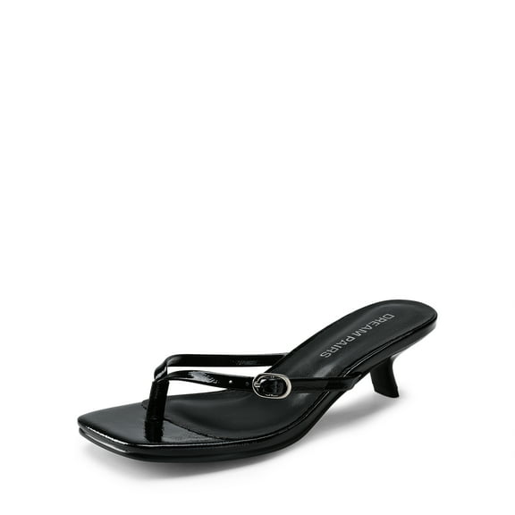 Women's 90s Thong Kitten Heel Sandals Minimalist Square Toe Slip-On Shoes