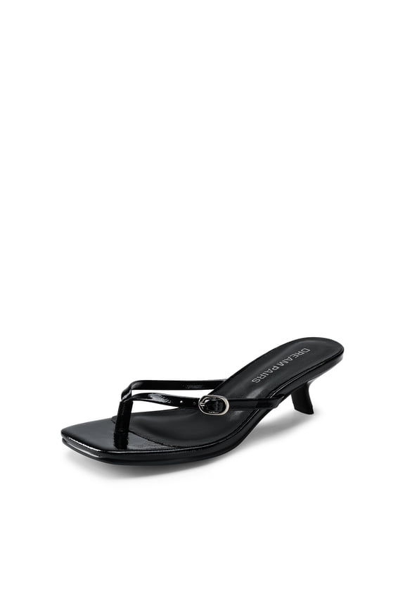 Women's 90s Thong Kitten Heel Sandals Minimalist Square Toe Slip-On Shoes