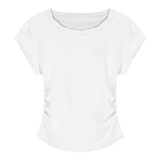 Womens 92% Cotton Pleated T-Shirt - Slim Fit Short Sleeve Summer Top | Yubnlvae | 92% Cotton Blue Regular Shoulder Short Sleeve T Shirt for Women White | XL