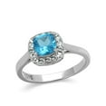 thumbnail image 1 of Women's .92 Ct Cushion Cut Sea Blue Cz Stainless Steel Halo Engagement Ring Size 8, 1 of 5