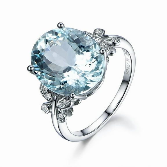 Women's 925 Silver Fashion Aqua Blue Topaz Butterfly Ring White Gold Plated Zircon Ring Festive Birthday Gift Silver Jewelry