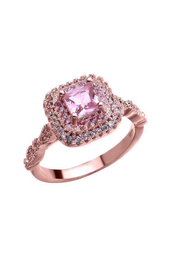 Women's 925 Silver Micro Inlaid Artificial Square Diamond Ring