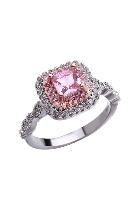 Women's 925 Silver Micro Inlaid Artificial Square Diamond Ring