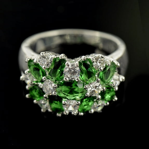 Women's 925 Silver Plated Inlaid Zircon Gem Ring