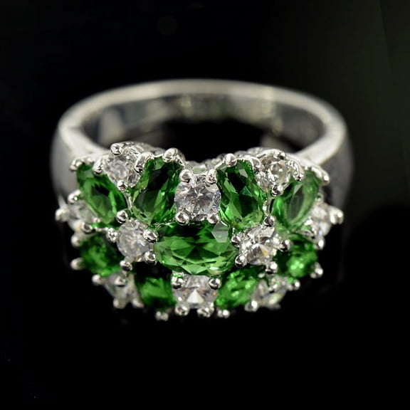 Women's 925 Silver Plated Inlaid Zircon Gem Ring