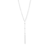 Women's .925 Sterling Silver 16" + 2" Beaded Bar Drop Necklace